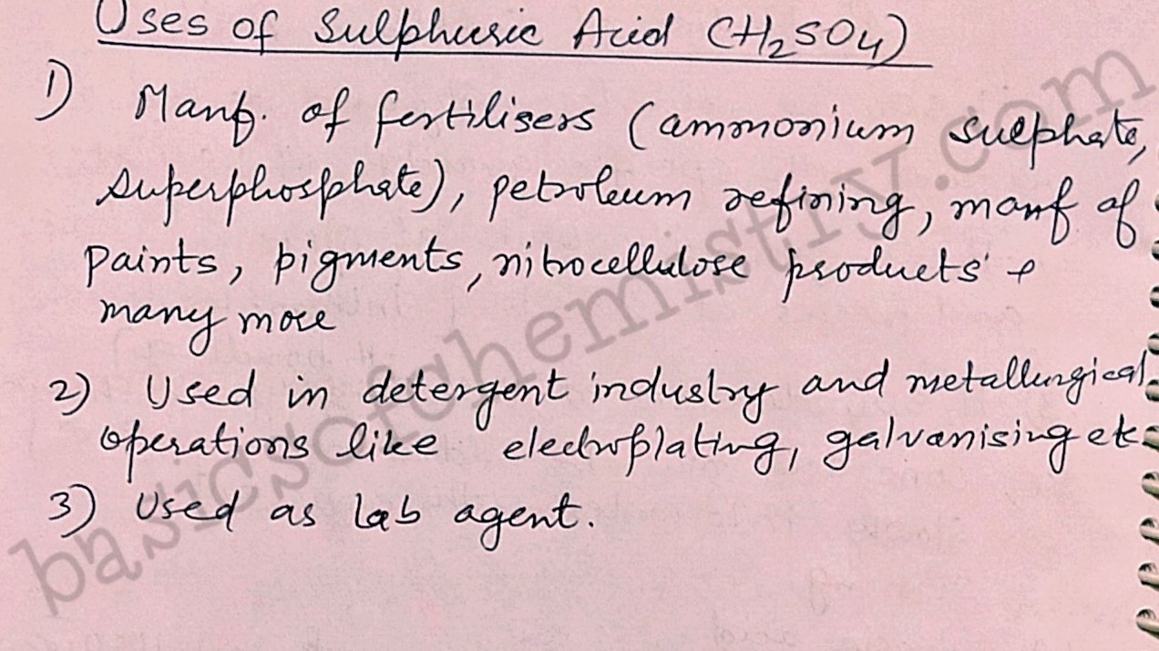 Sulphuric acid H2SO4 preparation properties and uses